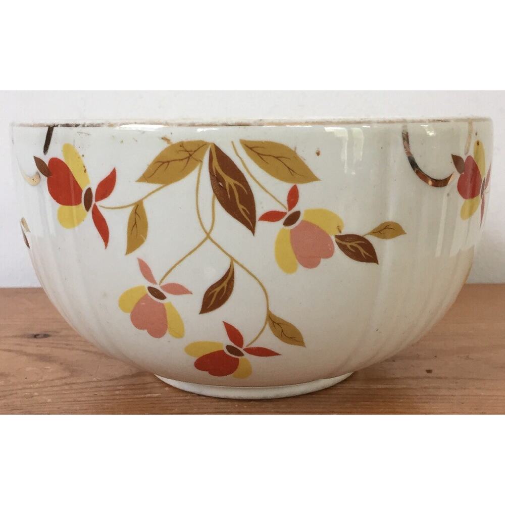 Vintage 50s Hall Autumn Leaf Jewel Tea Ceramic Kitchen Nesting Mixing Bowl 6.25"